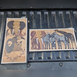 Banana Lead Safari African Art Set of 2